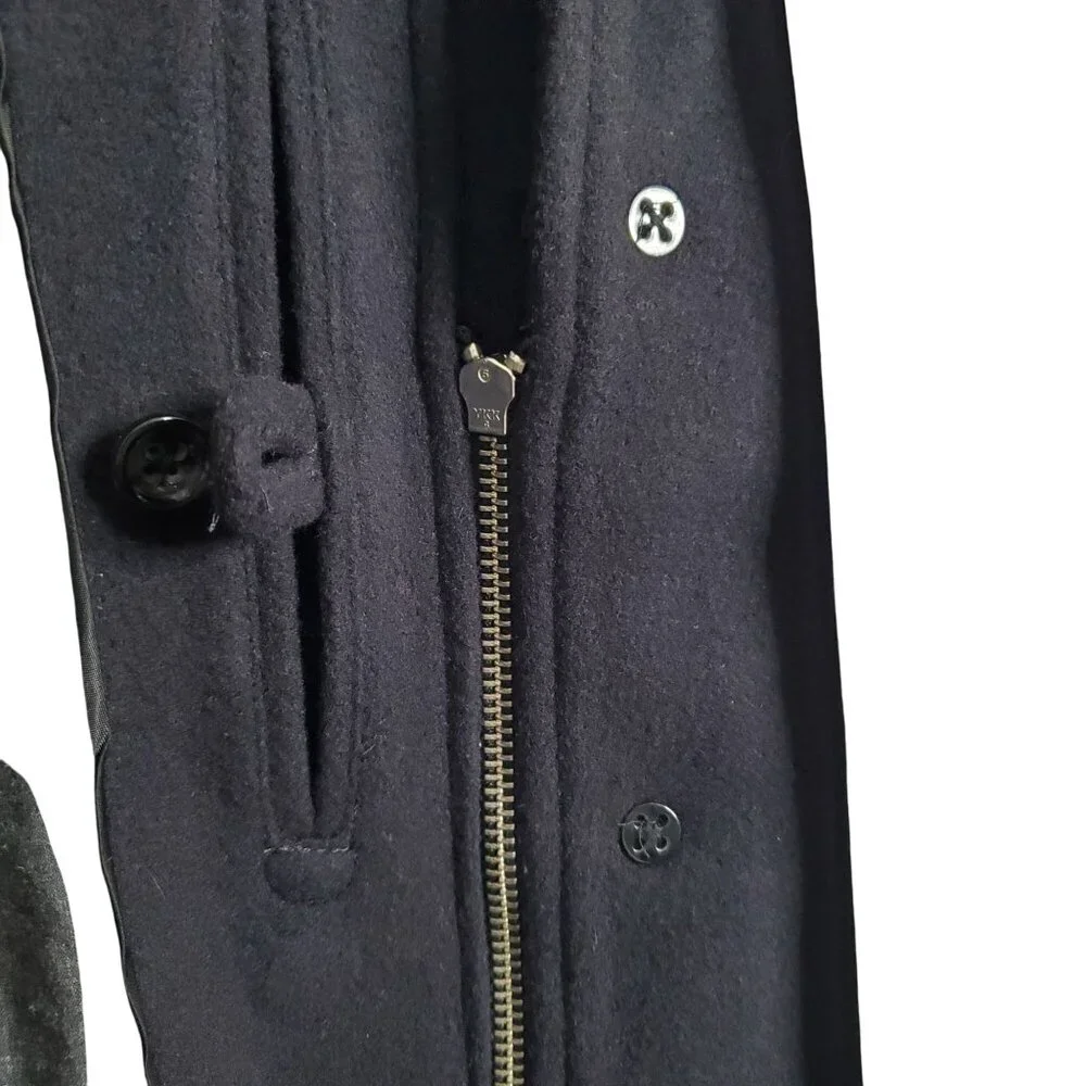Banana Republic Mens Sz L Coat Wool Cashmere Blend Double Pocket Military Black - Picture 8 of 10